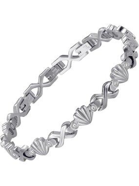 Stylish Magnetic Bracelet for Women - Stainless Steel with Crystal Inlay
